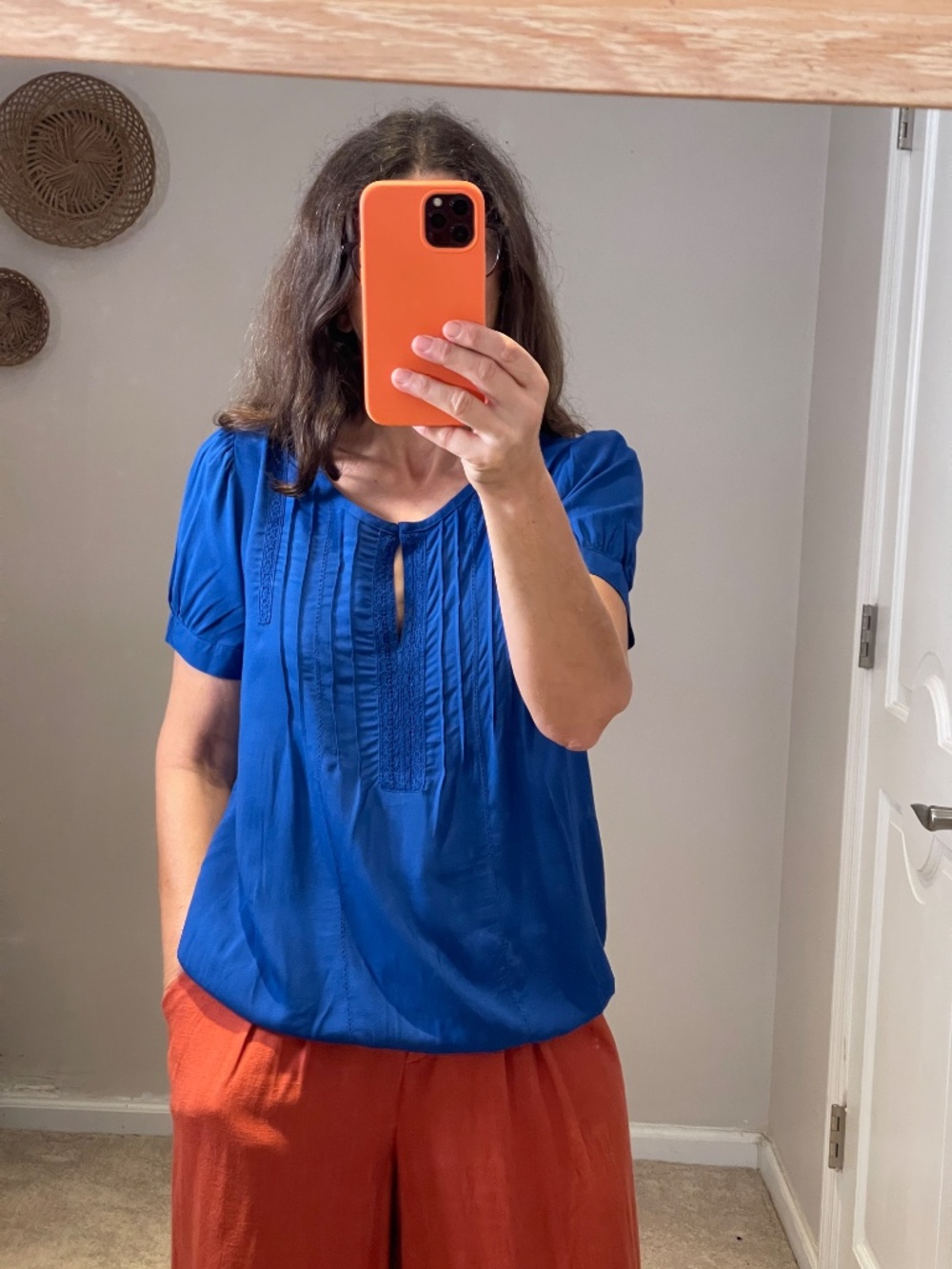 St John's Bay top viscose light top blue women S
